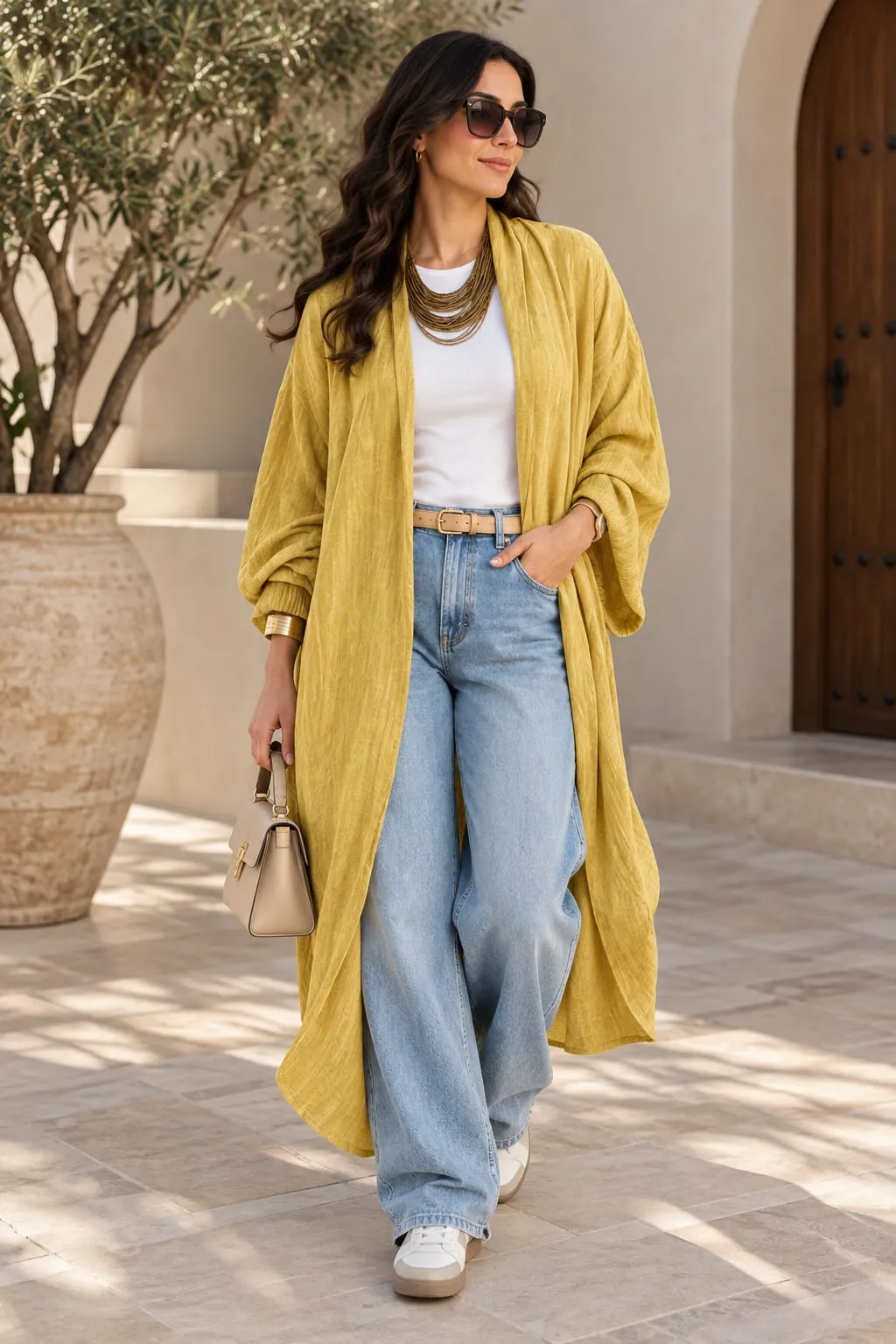 Lightweight Textured Long Cardigan