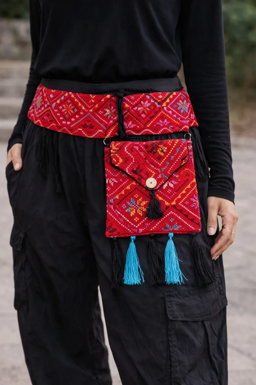 Tribal Embroidered Hip Pouch Belt