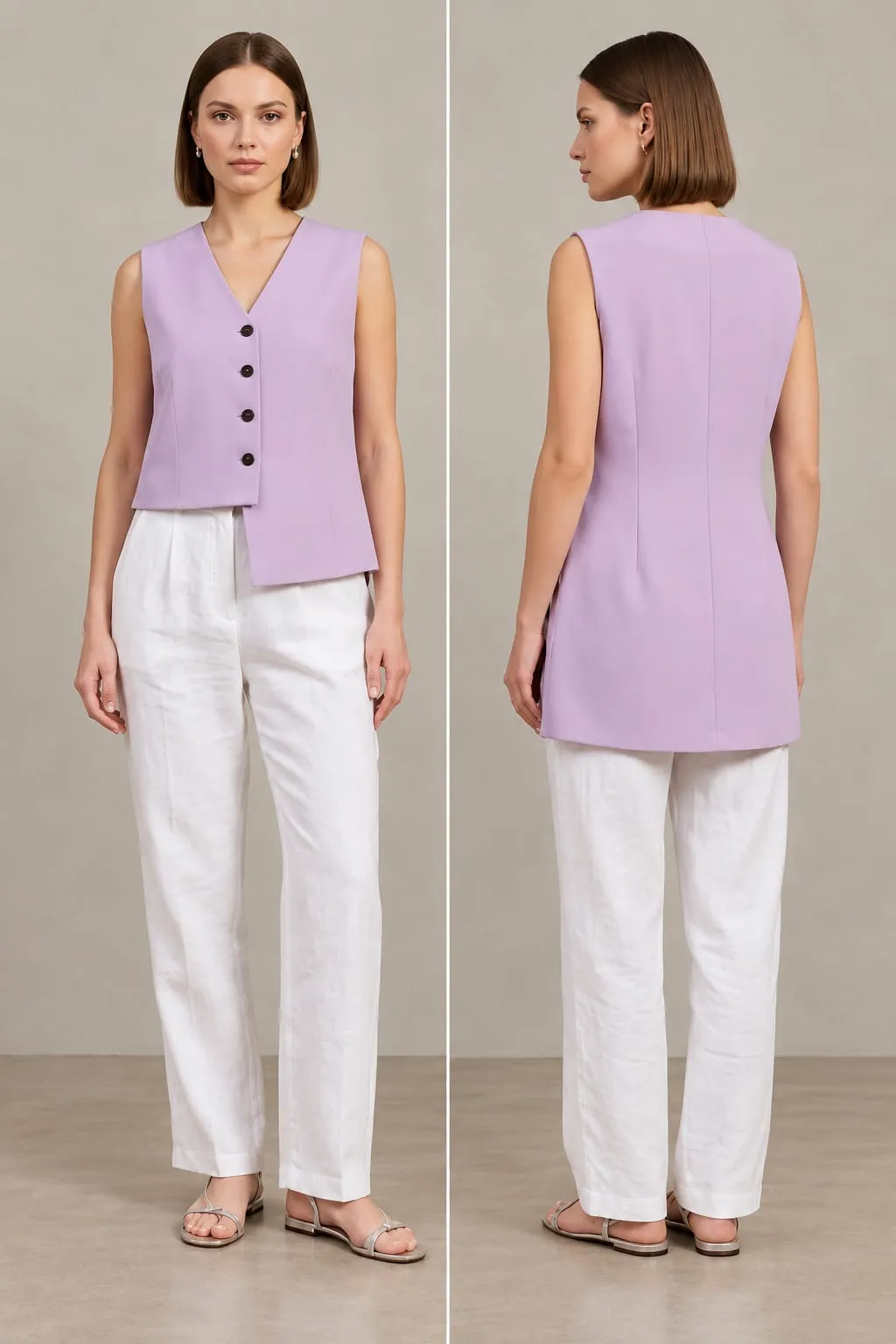 Asymmetrical V-Neck Vest