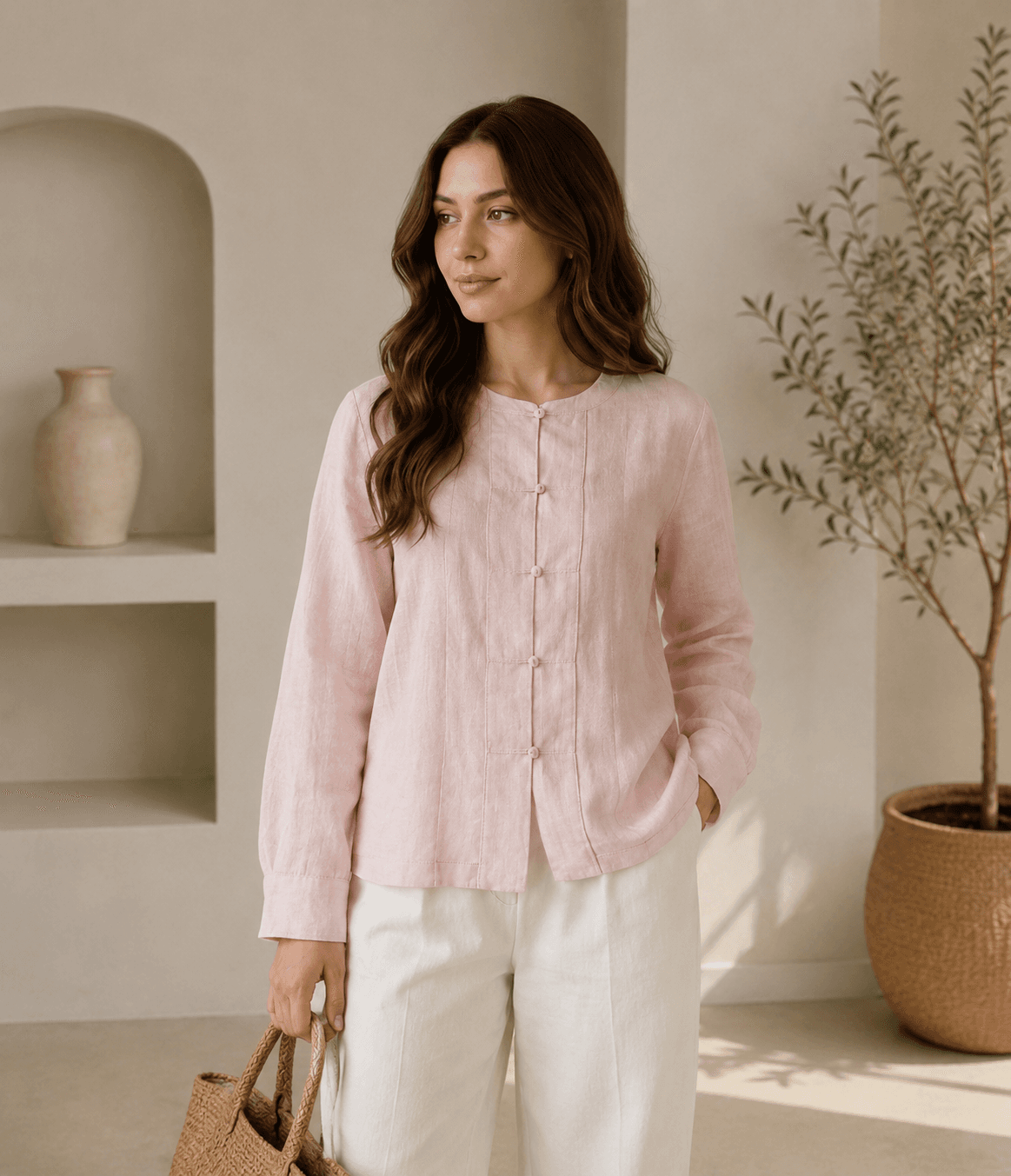 Linen Chinese-Style Blouse
